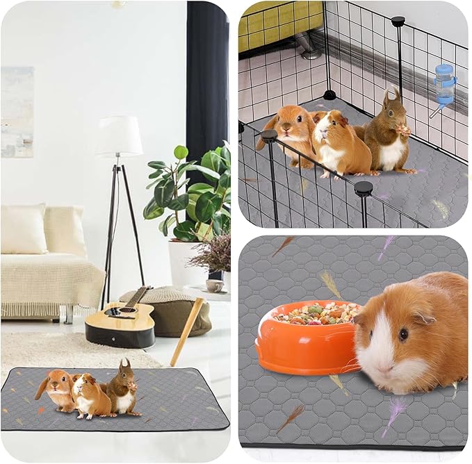4Pcs Guinea Pig Cage Liners,Guinea Pig Fleece Cage Liners24''X48'' Super Absorbent Washable Pee Pads Reusable for Rabbit Hamster Chinchilla