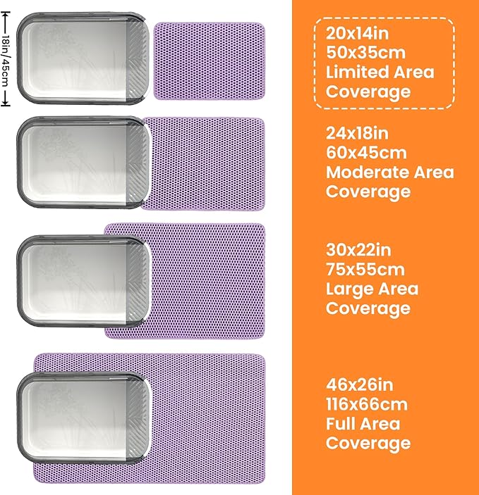 Small Cat Litter Mat, 20x14’’ Double Layer Honeycomb Cat Litter Box Mat, Non Slip Waterproof Urine Proof Litter Trapping Mat for Floor, Kitty Litter Pad, Indoor Pet Supplies, Purple