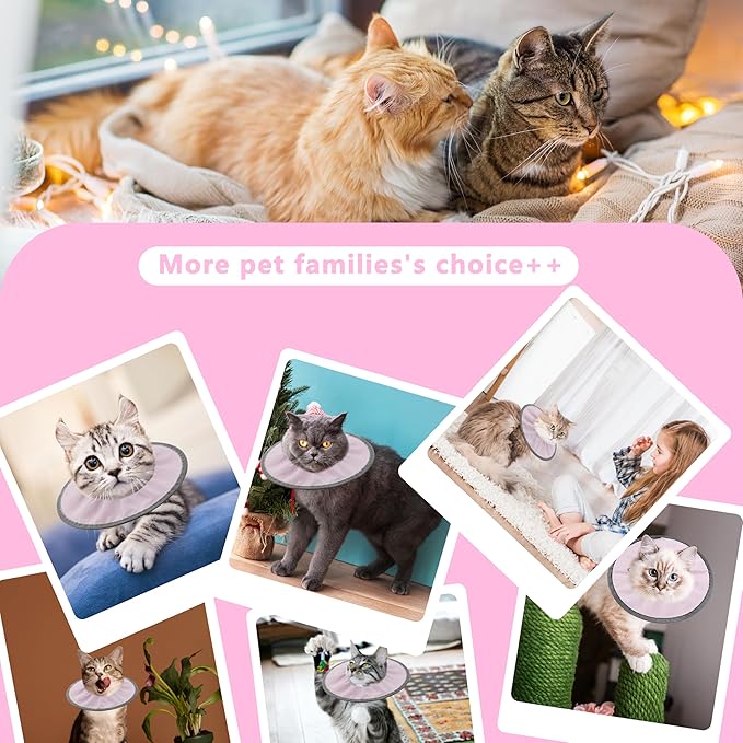 Lightweight Cat Cone Collar Soft, Soft Comfortable Kitten Recovery Collar After Surgery, Elizabethan E Collar for Cats, Cone for Cats to Stop Licking (Pale Pink, Large)