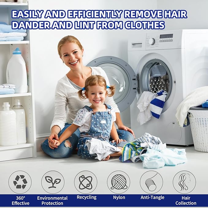 20 pcs Pet Hair Remover for Laundry, Reusable Dog & Cat Hair Remover Tool, Effectively Removes Pet Hair, Lint and Dander from Bedding and Clothing, Suitable for Washing Machines, Dryers