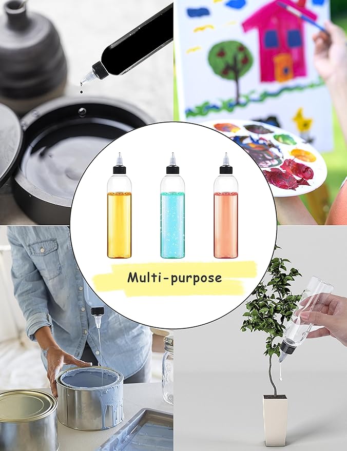 20 Pcs 8oz Plastic Squeeze Bottles with Twist Top Cap, 250ml Clear Dispensing Bottles, Empty Squirt Bottle for Liquids, Sauces, Arts, Crafts, Travel