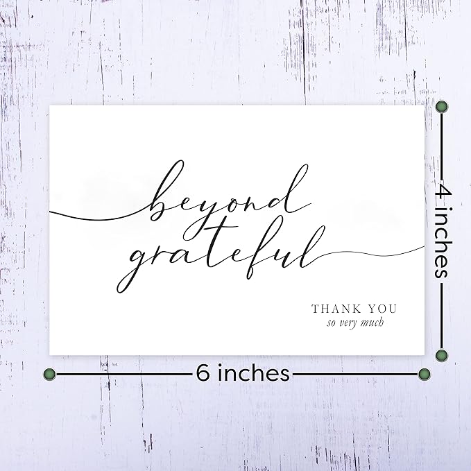120 Heavyweight Blank Thank You Cards with Envelopes Beyond Grateful Thank You Cards, Bridal Shower, Engagement, Graduation, Wedding Bulk Pack Card with Envelopes & Stickers (4 x 6 Inches) (120 Pack)