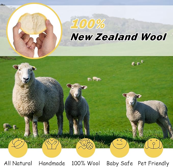 Wool Dryer Balls XL Size 6 Pack - Cute Dryer Balls with Ball Patterns Natural New Zealand Wool Balls Fun Dryer Balls Laundry Reusable Anti Static (Ball Patterns with Creative Color)