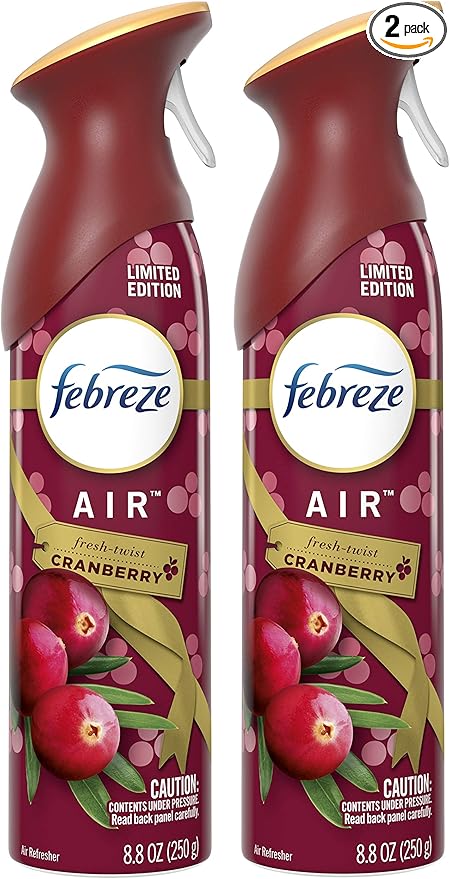 Febreze Air - Air Freshener Spray - Fresh-Twist Cranberry - Limited Edition Holiday Collection 2020 - Net Wt. 8.8 OZ (250 g) Per Bottle - Pack of 2 Bottles