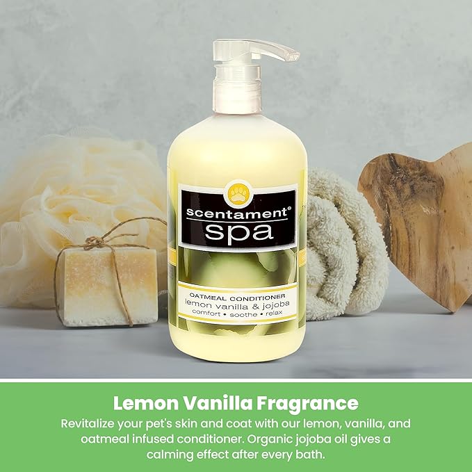 Best Shot Scentament Spa Oatmeal Protein Conditioner, Skin Care Product for Dogs and Cats, Hypoallergenic Puppy Supplies, Lemon Vanilla, 16 Ounces
