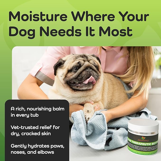 Therapeutic Paw Butter for Dogs - Non-Toxic, Lick-Safe Nose Balm for Dogs + Dog Paw Balm for Dry Cracked Paws - Moisturizing Paw Wax with Coconut Oil for Dogs, Shea Butter, & Vitamin E- 50mL.