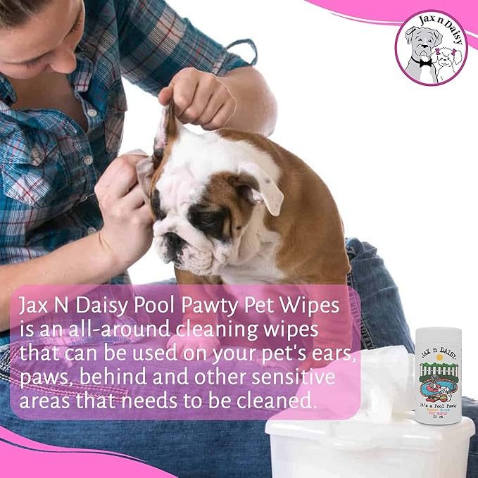Jax n Daisy Pool Pawty Summer Scent pet Wipes cat Dog Wipes Handy pet Supplies Cleaning Products for Dogs Cats Dog Accessories Products for Cats cat Ear Cleaner Supplies