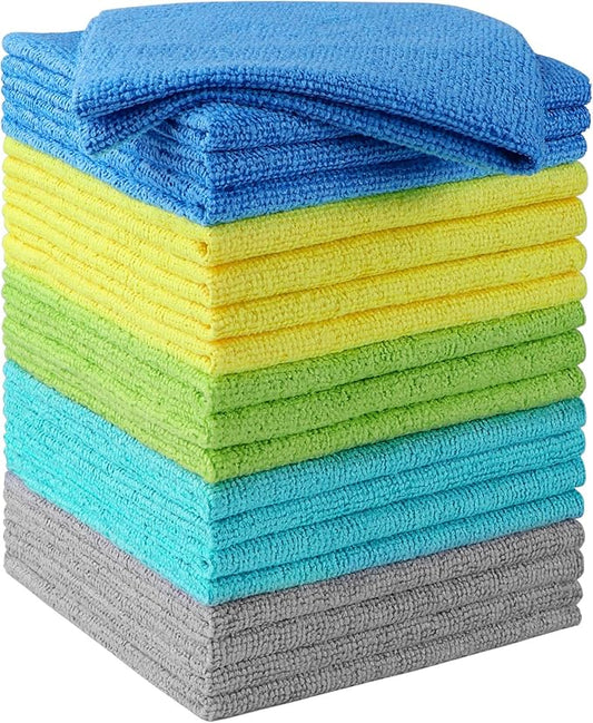 HOMEXCEL Microfiber Cleaning Cloths 20 Pack, Highly Absorbent Microfiber Towels, Lint & Scratch-Free Multi-Color Cleaning Rags for House, Kitchen and Car 11.5 x 11.5 inch