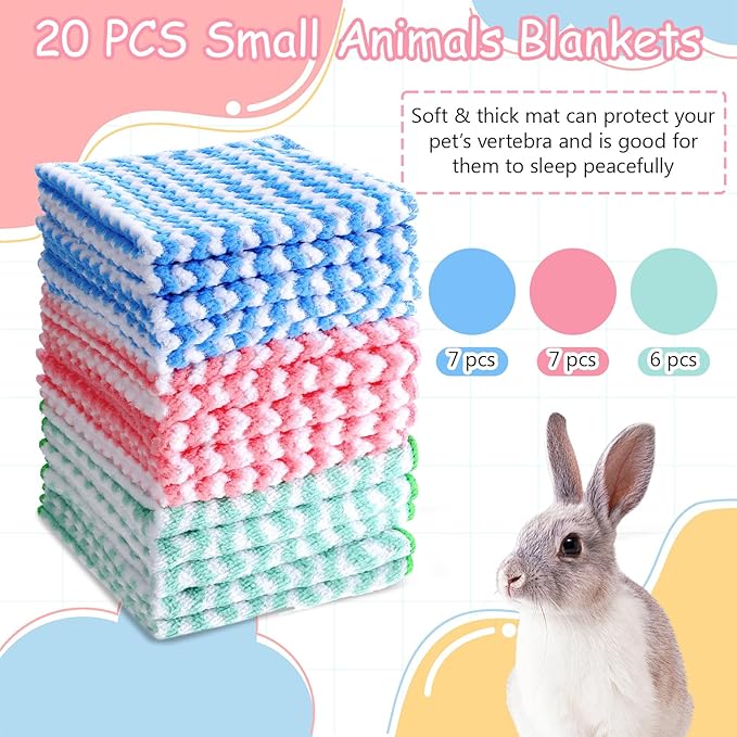 20PCS Guinea Pig Blankets, 11.8 inch Guinea Pigs Cage Liner Keep Warm Absorbent Reusable Pet Pee Sleep Mat Guineas Pig Bedding for Hamster Chinchilla Rabbit Hedgehog Hamster Ferret