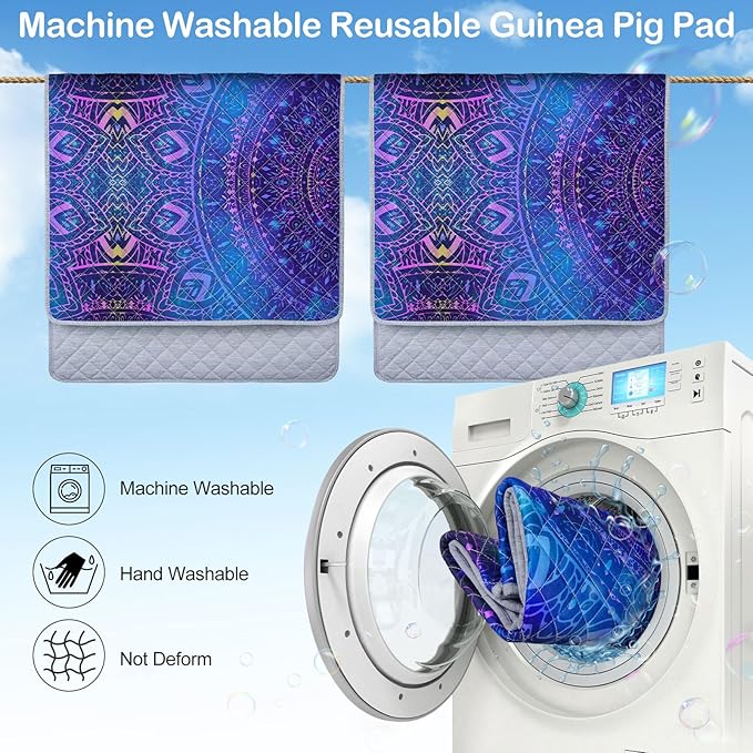 2 Pack Guinea Pig Bedding, Washable Guinea Pig Cage Liner Reusable Guinea Pig Mat Waterproof Guinea Pig Bedding for Cage, Super Absorbant Guinea Pig Pee Pads for Small Animals Hamster Rabbit Squirrel