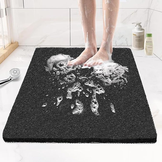 Joyhalo Shower Mats for Showers Anti Slip for Elderly, 32'' x 24'' Non Slip Bath Mat for Inside Shower, Bath Tub Mats for Bathroom Non Slip for Shower, PVC Loofah Bathroom Mats, Black