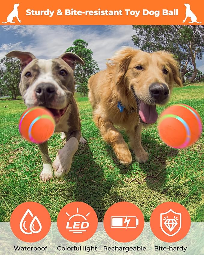 Interactive Rolling Dog Toys Dog Ball,[2025 Newly Upgraded] Durable Motion Activated Automatic Moving, Bouncing, Vibrating Pet Toys for Small/Medium/Large Dogs,USB Rechargeable, Waterproof
