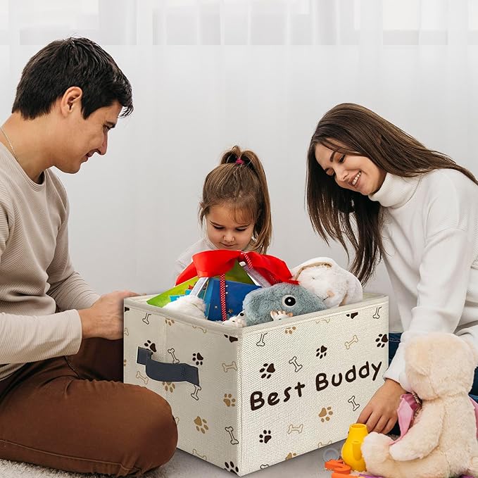 Best Buddy Dog Paw Foldable Storage Bins Box with Handles, Dog Lovers Owner Gifts, Pet Lover Gifts Collapsible Toys Books Clothes Organizer Basket for Bedroom Bathroom