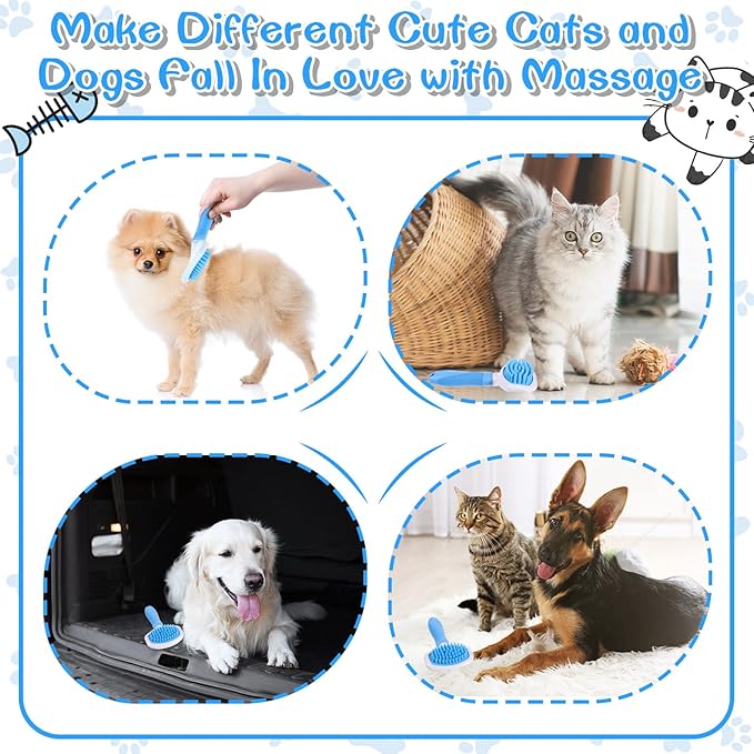 Kacctyen Silicone Dog Bath and Grooming Brush with Handle for Short and Long Hair Pet Deshedding and Massage