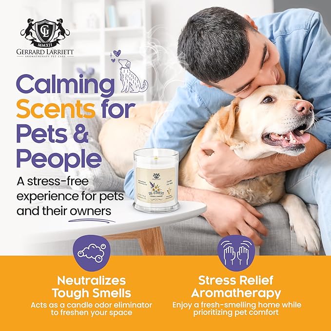 Pet Odor Eliminator Candle Lavender and Chamomile Scented Candle, Pet Candles Odor Eliminator, Soy Wax Calming Candles Aromatherapy, Dog & Cat Friendly Air Fresheners by Gerrard Larriett