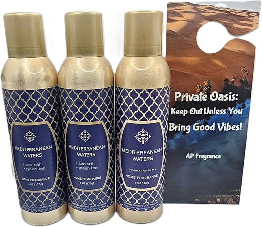 AP Fragrance Belfair Oaks Room Fragrance Air Freshener Spray - Concentrated Deodorizer, Mediterranean Waters - 3 Pack