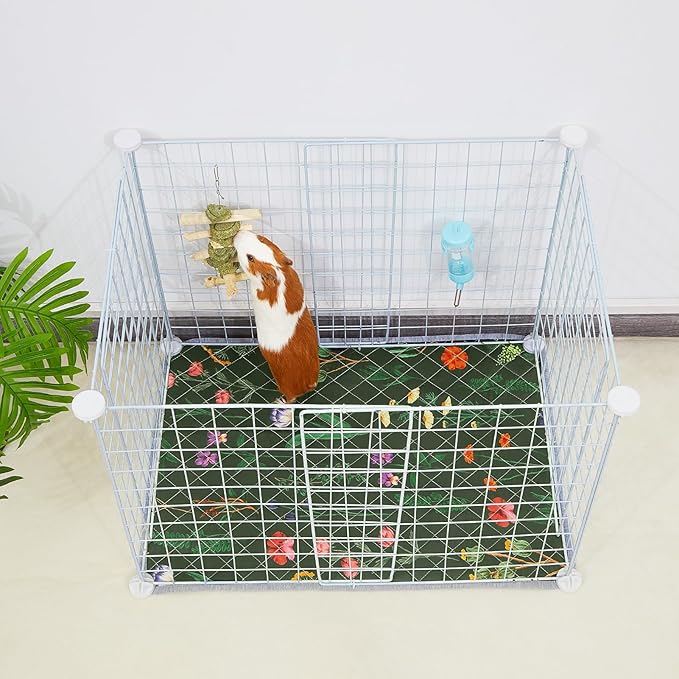 Bienbee Guinea Pig Bedding, 2 Pack 24" x 18" Reusable Guinea Pig Cage Liner Waterproof and Absorbent Small Animal Bedding Washable Guinea Pig Pee Pads for Small Pet Hamster Rabbit Squirrel, Green