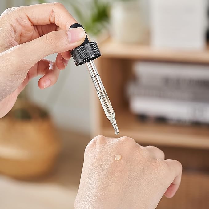 12 Pcs, 1oz Glass Dropper Bottle, Leakproof Tincture Bottles with Dropper, Black Reusable Eye Dropper Bottle for All Kinds of Liquids (Black,1oz-12pcs)