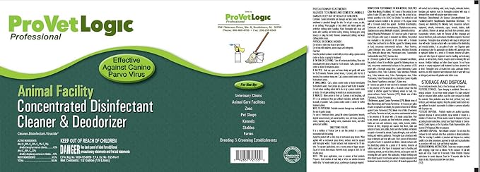 ProVetLogic Animal Facility Disinfectant Cleaner & Deodorizer (Concentrated) - 0.5 Gallon