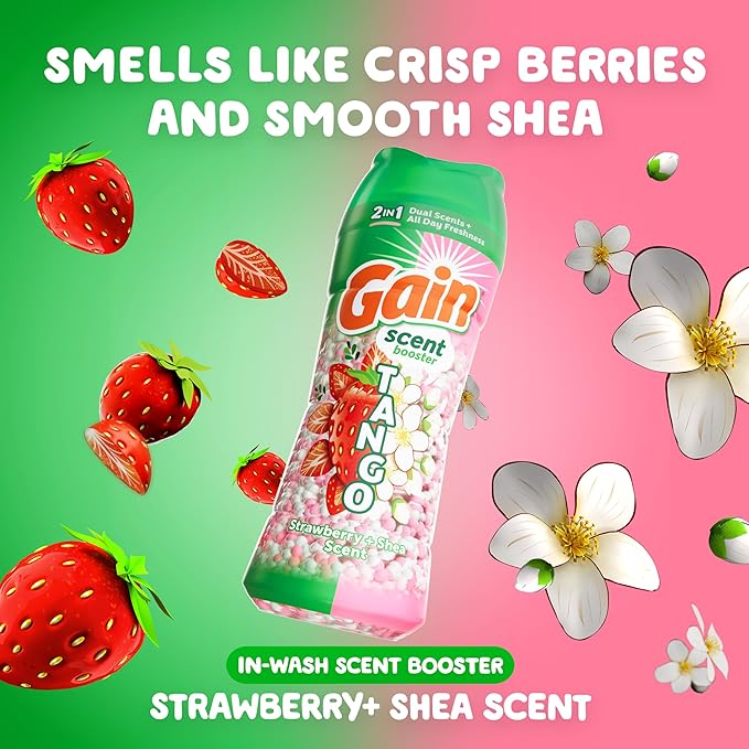 Gain Tango 2-in-1 Laundry Scent Booster Beads, Strawberry and Shea Scent, 10.7 oz, Laundry Beads with Dual Scents Plus All Day Freshness