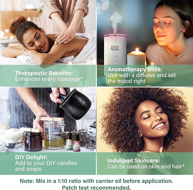 GuruNanda Essential Oil Blends (Set of 6) - Natural Essential Oil Set, Aromatherapy Oil Blends for Diffusers - Breathe Easy, Tranquility, Harmony, Calming Sleep, Relaxation & Thrive