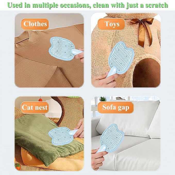 Cat Brush for Shedding Dog Brush Hair Cleaning Comb Bath Massage Tool for Shedding & Grooming, Remove Loose Hair, Cat Shape, Silicone Bristles (Blue)