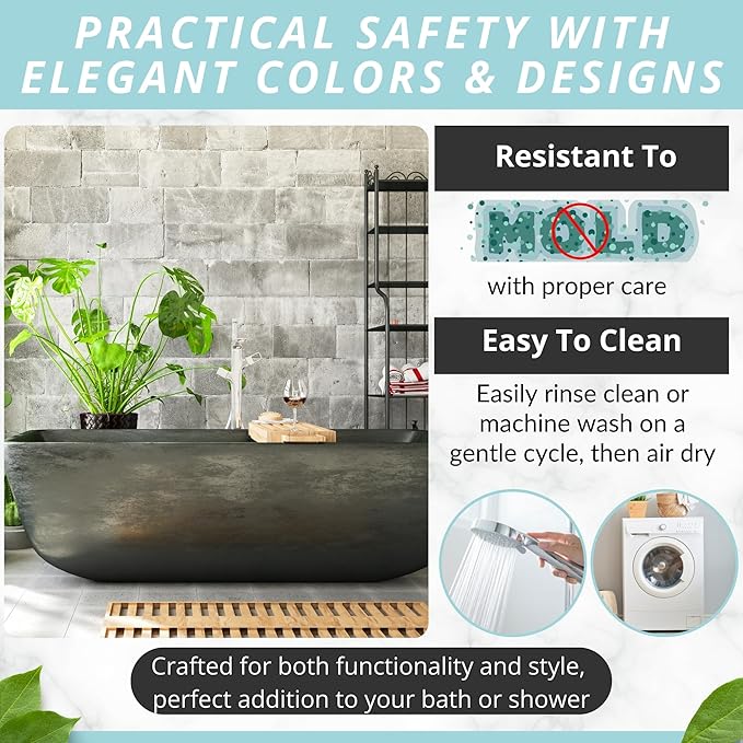 ENKOSI Bath Mat - Large Non Slip Bathtub & Shower Mat - Extra Long 40 x 16 Inch Bathroom Mats for Tub Nonslip Anti Slip Bathmats (40x16 Aqua Green 1-Pack)