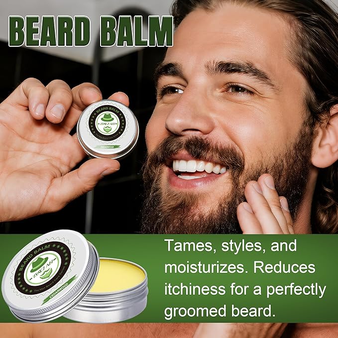 XIKEZAN Beard Kit for Men Care & Grooming Sets with Beard Oils, Conditioner, Balm, Wash, Brush, Comb, Scissors, Anniversary Valentines Fathers Gifts for Dad Men,Stocking Stuffers for Him