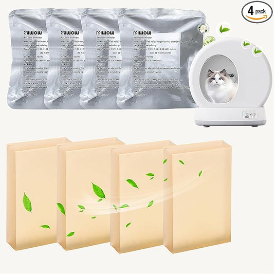 4 Pack Miwow Cat Litter Deodorizer Replacement for PETKIT/Meowant/UBPET Self-Cleaning Cat Litter Box SC01/SC02 - Eliminates Odors at Source, Freshens Litter Box Air | Pet Odor Eliminator Refills