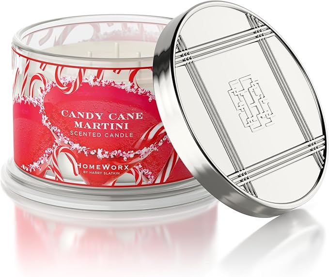HomeWorx by SLATKIN + CO. Candle- Candy Cane Martini, 18 oz. Premium Scented Candle - 30-55 Hours Burn Time