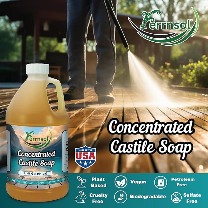 1/2-gal Concentrated Castile Gel Soap – Unscented, Fragrance-Free – Ultra Thick Natural Cleaner for Hands, Laundry, and Surfaces – Biodegradable – 64oz Refill