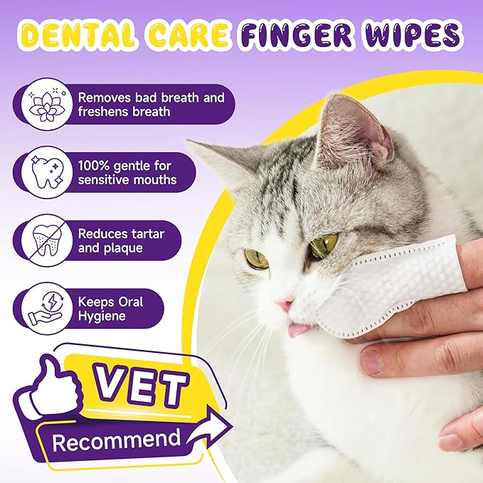 Dog Teeth Cleaning Wipes for Bad Breath – 50 Pcs,Dental Wipes for Dogs & Cats to Remove Plaque, Tartar & Freshen Breath,No-Rinse Toothpaste Alternative,Gentle Gum Care for Puppy, Adult & Senior Pets