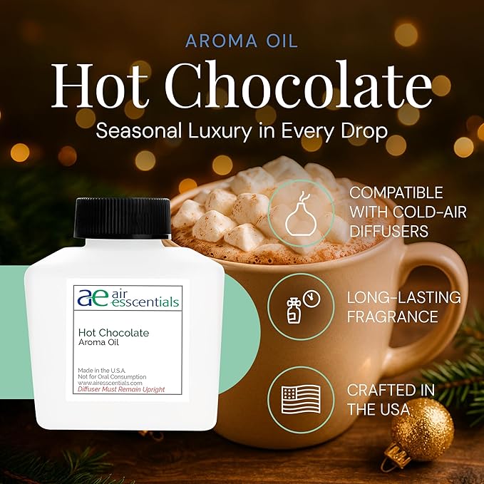 Hot Chocolate Aroma Oil, Holiday Essential Oil Blend for Diffusers & Scent Machines, Chocolate & Marshmallow, Cozy Winter Fragrance, Cold-Air Compatible, 100mL