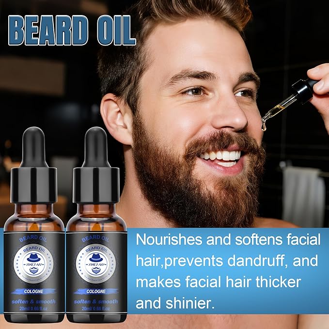 XIKEZAN Beard Care Shaving & Grooming Sets w/Beard Oil, Cologne Wash Shampoo, Conditioner, Balm, Wash, Scissors,Brush and Comb Set, Stocking Stuffers for Men Him Valentines Fathers Gifts for Dad