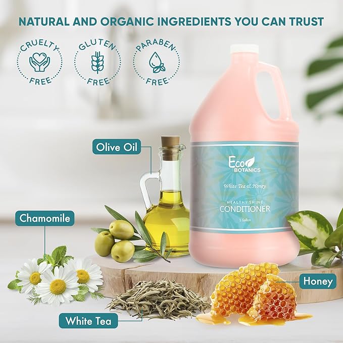 1-Shoppe Terra Pure Eco Botanics Natural Conditioner with Raw Honey & White Tea | Gallon Jug Bulk Toiletries for Airbnb, Vacation Rentals, and Home Bathroom | Refill For Soap Dispensers