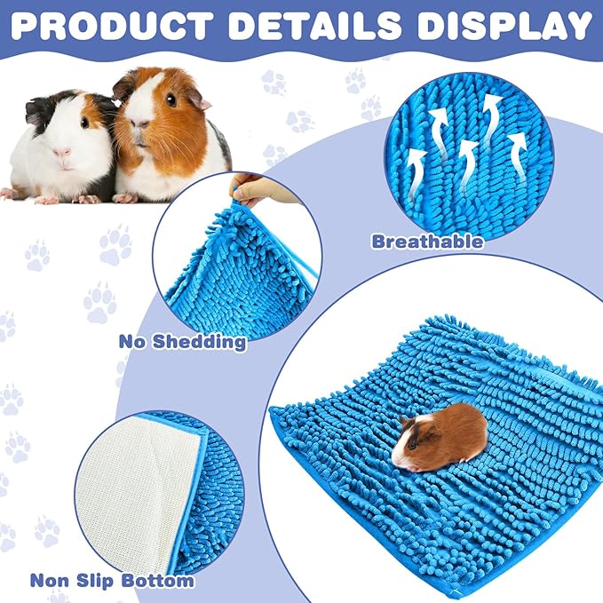 PINVNBY Guinea Pig Cage Liner Washable Fleece Pee Pads Reusable & Non-Slip Guinea Pig Bedding Rabbit Training Mat Small Animal Cage Accessories for Bunny Hamster Rat Ferret (Blue, 55" x 28")