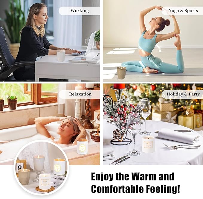 Scented Candle, 8oz Soy Candles, Red Rose Scented White Candles for Women & Men, Long-Lasting Aromatherapy Jar Candle Wax for Home, Bathroom, Non Toxic Candle Gift (Ceramic Cup 18)