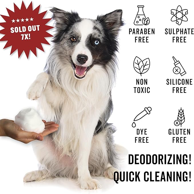 Pride and Groom The Mane Tame Dog Dry Shampoo – Waterless Foam for Dogs and Cats Made in USA for a Rinse Free Cleanse and to Eliminate Odor in Between Baths On-The-Go – 7.1 fl oz