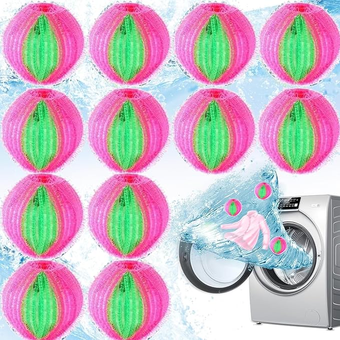 Upgrade 12 PCS Pet Hair Remover for Laundry, Reusable Dog & Cat Hair Remover for Laundry, Washing Machine Pet Hair Catcher for Clothes, Bedding, Gentle on Fabrics (Powder Green)