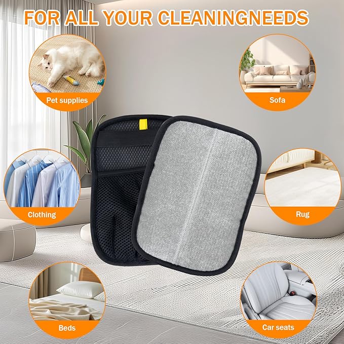 TailWag Treats & Tools 3-Pack Pet Hair Removal Glove for Dogs & Cats, Newly Upgraded Reusable Electrostatic Pet Hair Gloves, Pet Hair Remover Tool for Clothing, Couch, Carpet, Car Seat