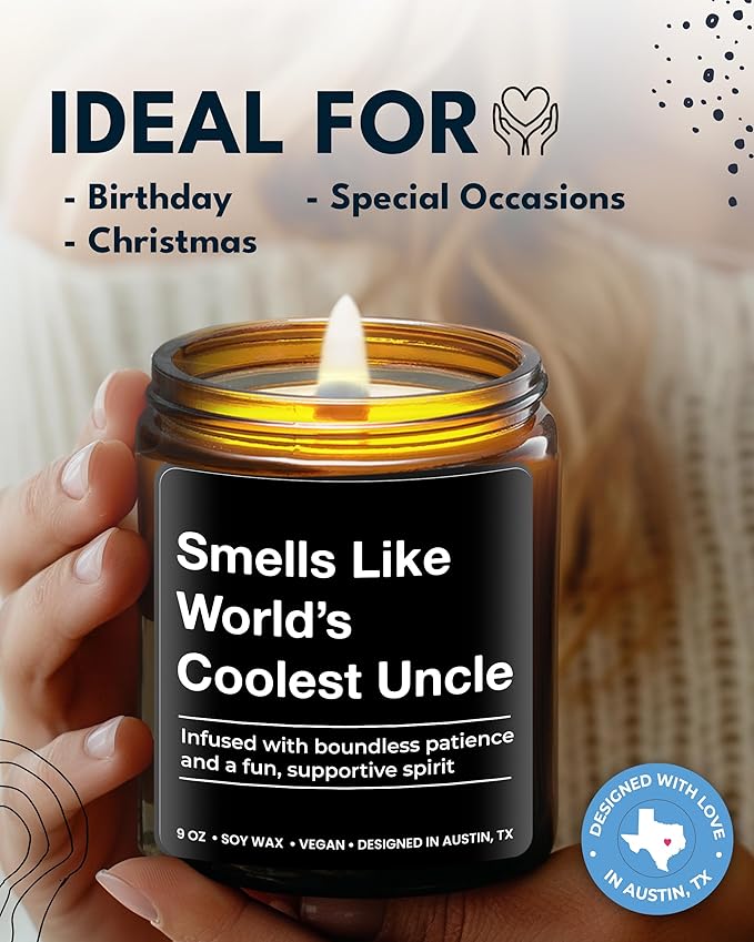 World's Coolest Uncle Candle, Perfect Uncle Gifts for Father's Day, Thoughtful Presents from Nephew or Niece, Best Sentimental Gifts for His Birthday, Christmas, Special Occasions, Gift-Ready
