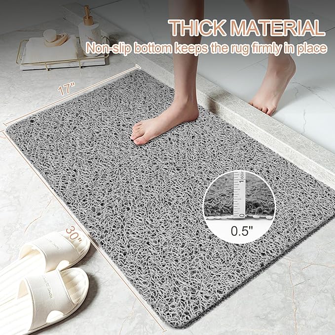 Joyhalo Shower Mats for Showers Anti Slip for Elderly, 32'' x 24'' Non Slip Bath Mat for Inside Shower, Bath Tub Mats for Bathroom Non Slip for Shower, PVC Loofah Bathroom Mats, Grey