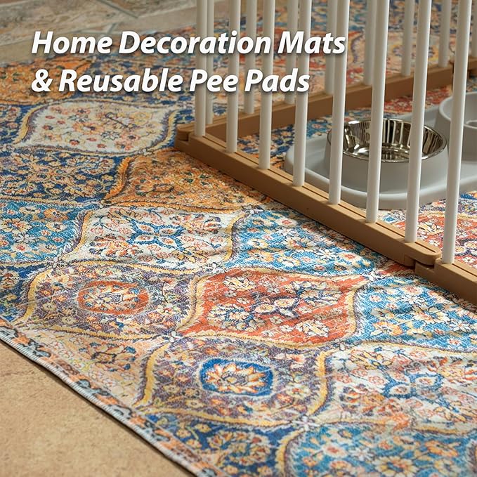 nunubaby Reusable Potty Pads for Dogs for Crates and Floors. Washable Pee Pads for Dogs, Stylish, Non-Slip and Leak-Proof Pee Pads.(Cream/Multi, 36" x36")