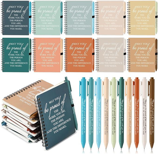 Honoson 50 Sets/100 Pcs Medical Assistant Employee Appreciation Gifts May You Be Proud The Work Notebook with Ballpoint Pen Inspirational Journals Bulk Thank You Gifts for Team Coworker (Novel Color)