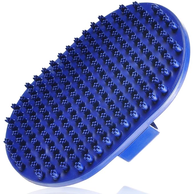 Pets&Goods Rubber Grooming Brush for Dogs & Cats - Gentle Deshedding Bath Brush for Short & Medium Hair - Soft Bristles, Anti-Slip Grip, Easy to Clean