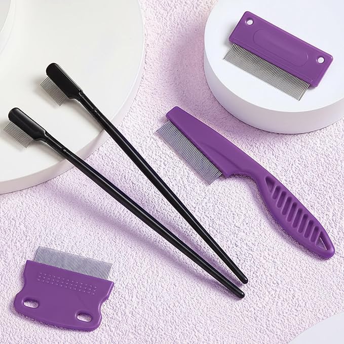 5 Pieces Dog Eye Combs Tear Stain Remover Combs Pet Grooming Comb for Small Dogs Gently Removing Eye Mucus and Crust (Purple, Black)