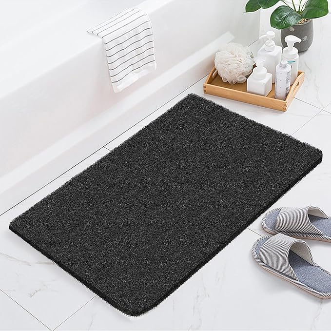 Joyhalo Shower Mats for Showers Anti Slip for Elderly, 24'' x 17'' Non Slip Bath Mat for Inside Shower, Bath Tub Mats for Bathroom Non Slip for Shower, PVC Loofah Bathroom Mats, Black