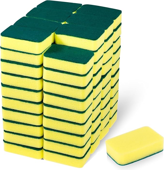 80 Pack Sponges Kitchen Cleaning Sponges Supplies Dish Sponge Cleaning Scrubber Scrub Scouring Pad Washing Dishes Brush Scrubbers Pads Bulk for Kitchen Home Bathroom Dishwashing Pots Pans (80)