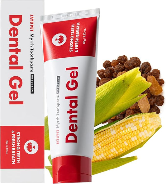 JAYU PET Dental Gel - Dog Cat Toothpaste, Removing Plaque and Tartar, Teeth Cleaning & Breath Freshener, Puppy Kitten Dental Care with Vet Approved (2.82oz. 80g)