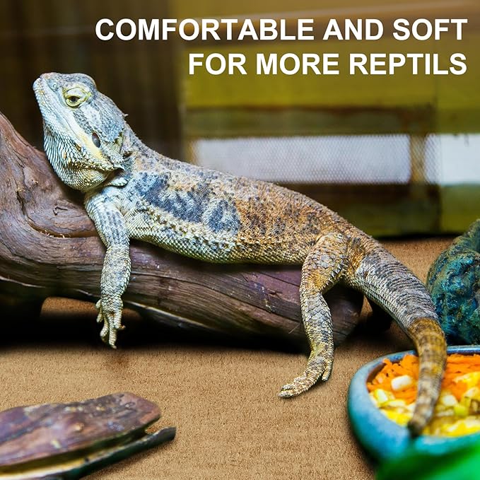 Haull 4 Pcs Reptile Carpet Pet Terrarium Floor Liners Bedding Substrate Liner Supplies Reptile Cage Mat Tank Accessories for Lizard Bearded Dragon Tortoise Snake Leopard (47 x 24 Inch, Coffee)